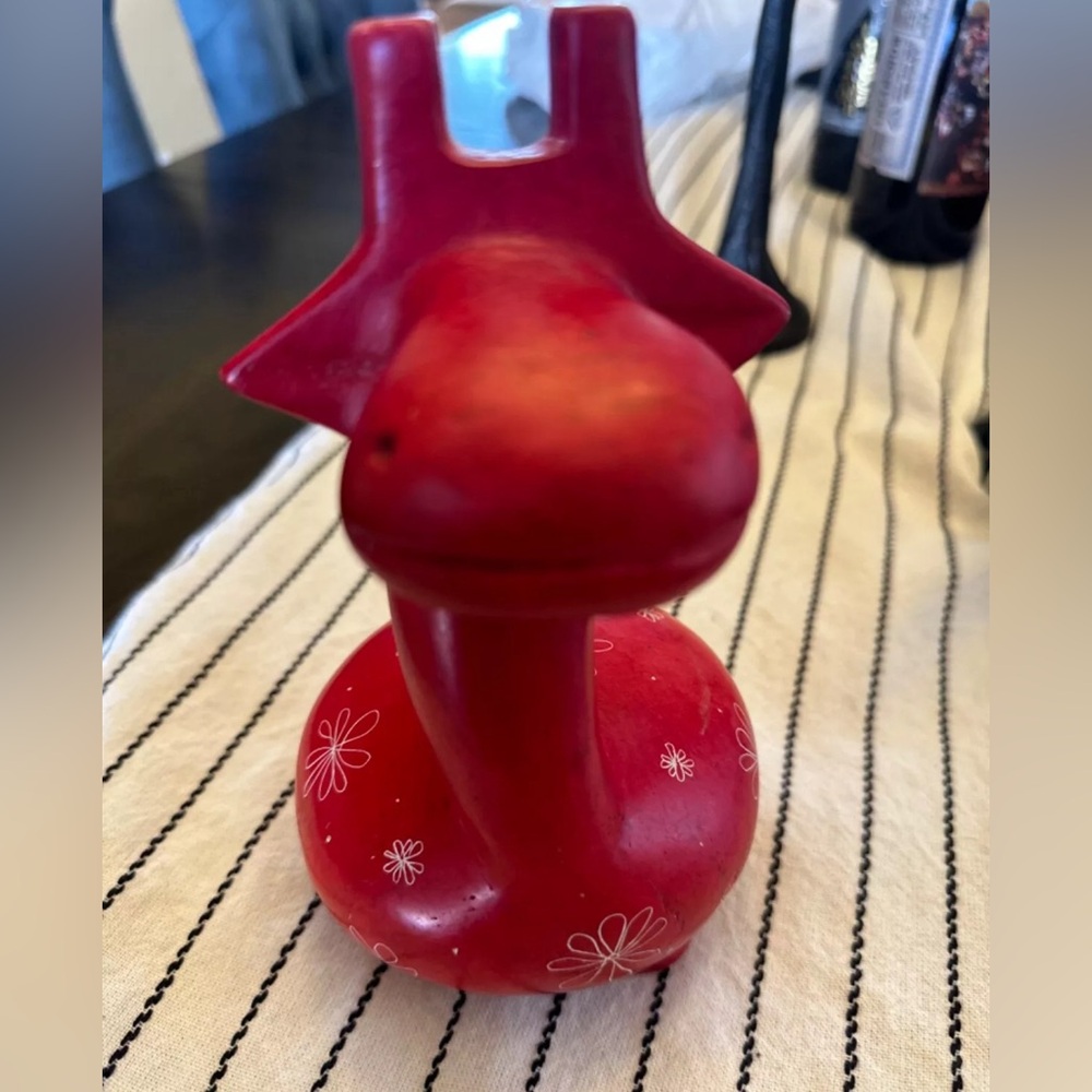 MCM Style Red Stone Giraffe With Etchings Daisy, Nursery/ paper Weight